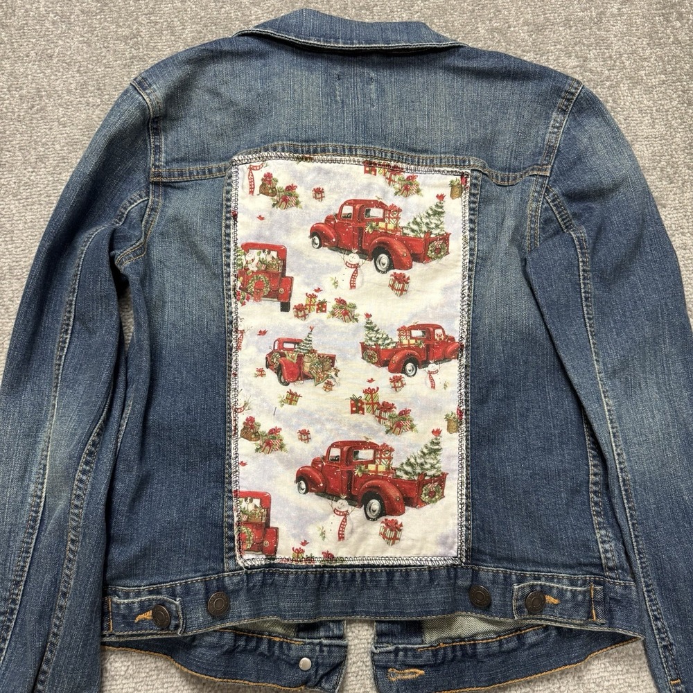 Christmas Truck Gap Denim Jacket Blue Trucker Country Women's XS